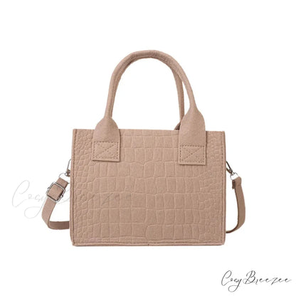 Crocodile Grain Simple PU Leather Shoulder Handbag Khaki handbag-250126