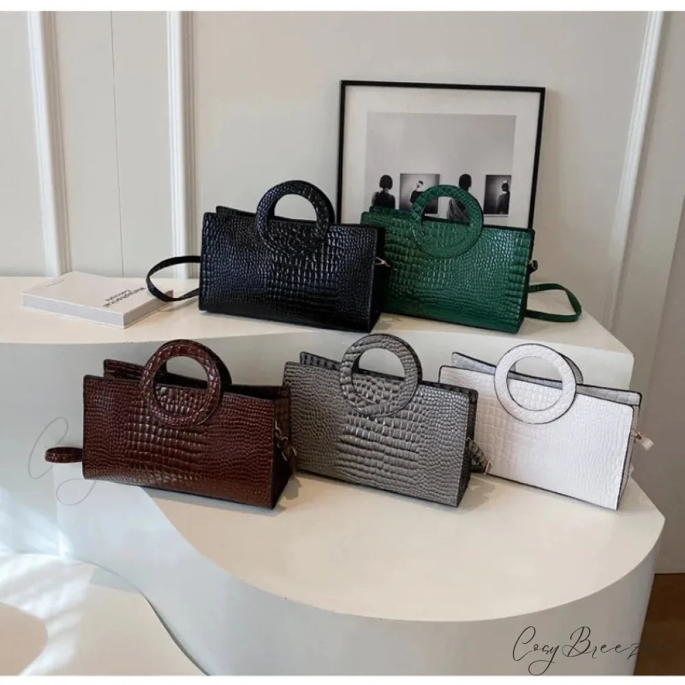 Crocodile Pattern PU Leather Crossbody Handbag handbag-250126