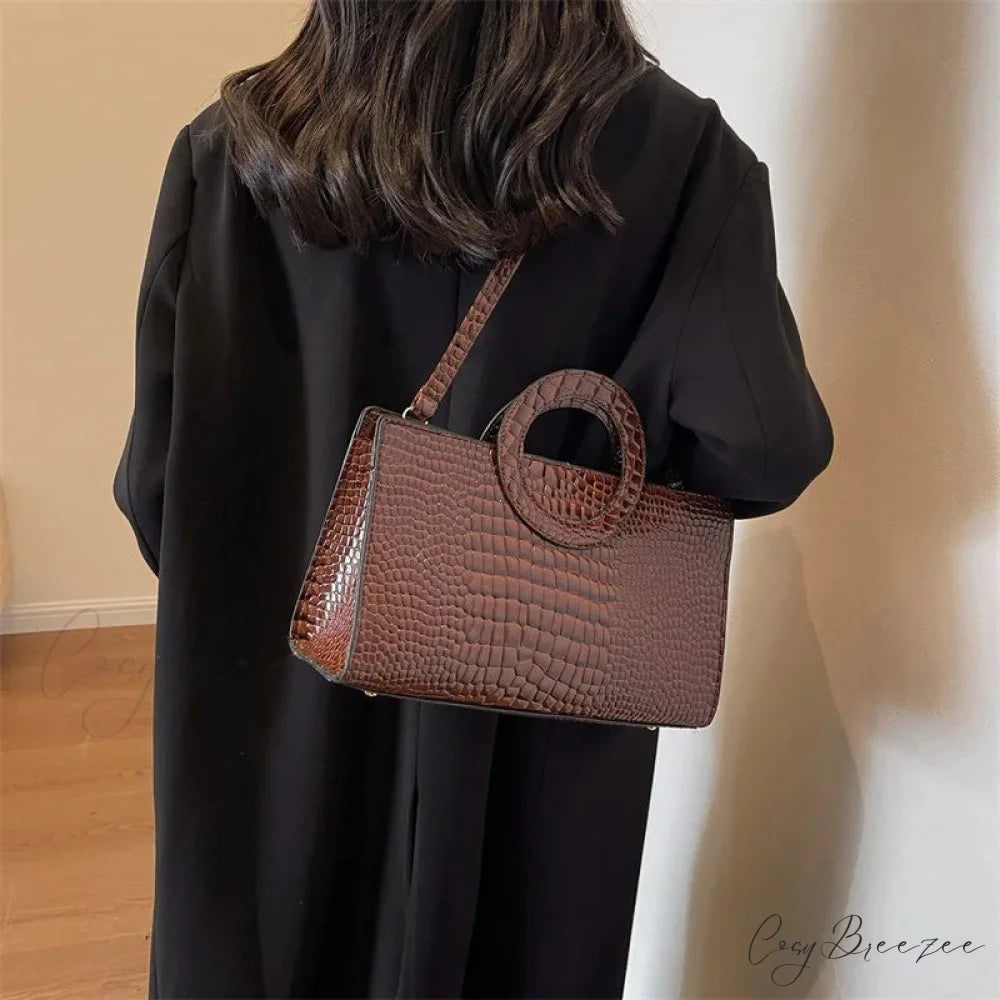 Crocodile Pattern PU Leather Crossbody Handbag handbag-250126