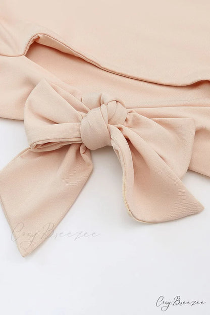 Crop Khaki One Tie Shoulder Side Top