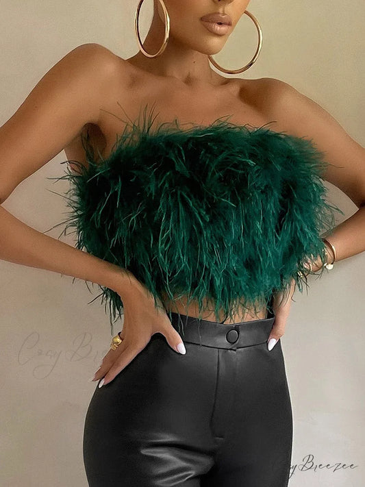Crop Tank Top & Modern Split Maxi Skirt Set Green / S