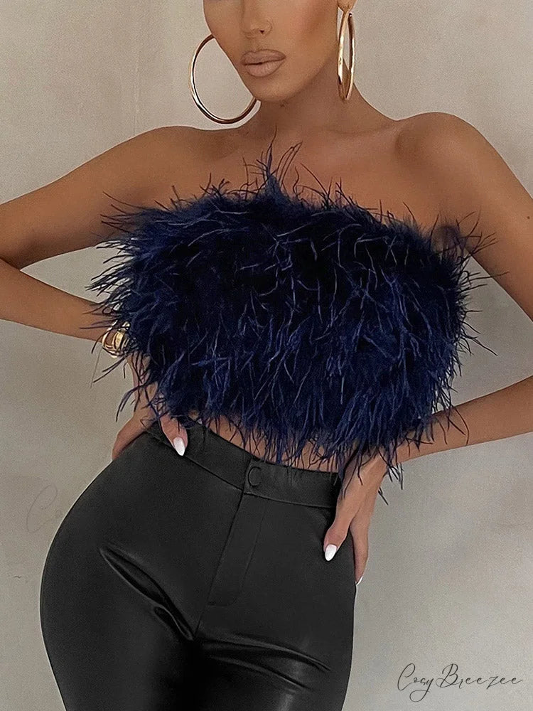 Crop Tank Top & Modern Split Maxi Skirt Set Navy / S