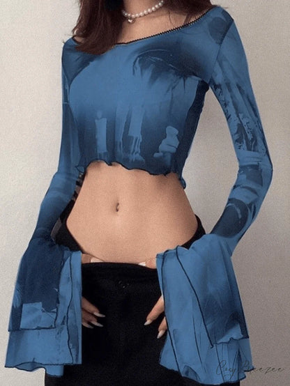 Cropped Button Graceful Cable Knit Cardigan Blue / S