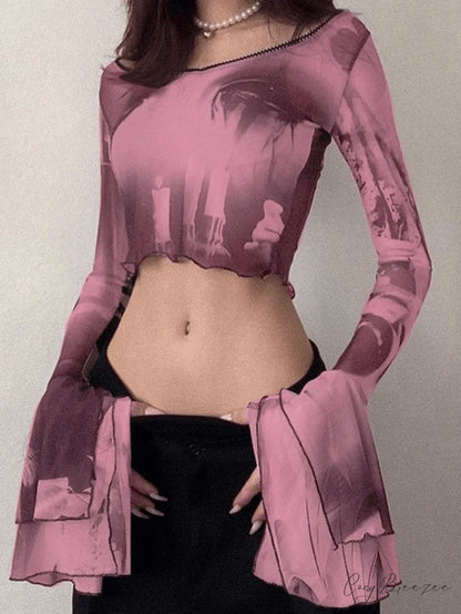 Cropped Button Graceful Cable Knit Cardigan Pink / S