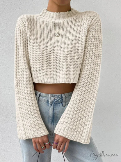 Cropped Long Neck Mock Arm Sweater