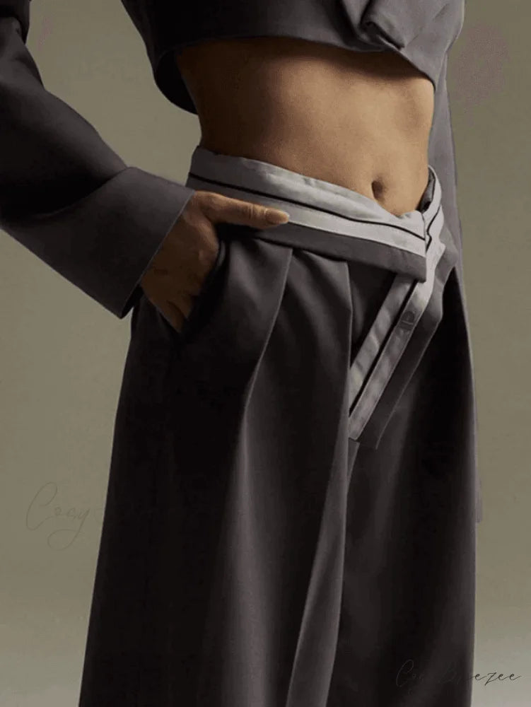 Cross Over Graceful Pleated Tailored Pants