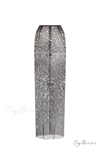 Crystal-Covered Fabulous Stylish Black Maxi Dress
