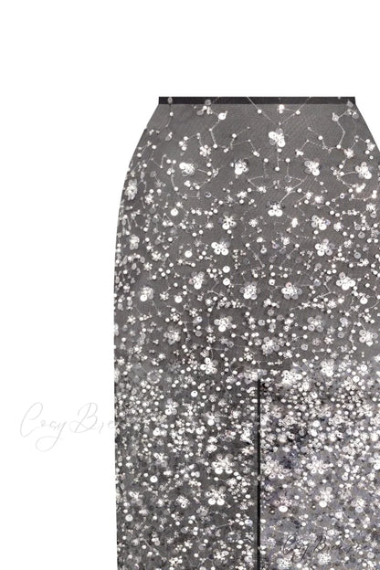 Crystal-Covered Fabulous Stylish Black Maxi Dress