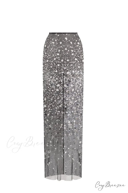 Crystal-Covered Fabulous Stylish Black Maxi Dress