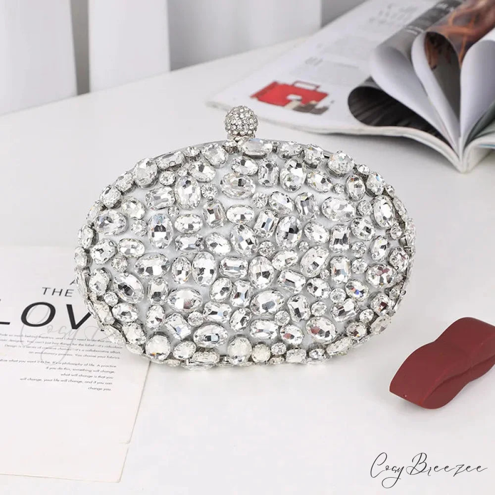 Crystal Diamond Evening Birthday Party Wedding Clutch Silver clutchbag-250126