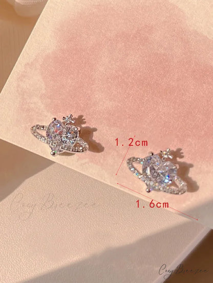 Cubic Zirconia Heart Shaped Stud Earrings
