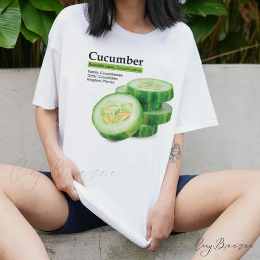 Cucumber Classic Vegetable Graphic Tee WHITE / S t-shirt-250223