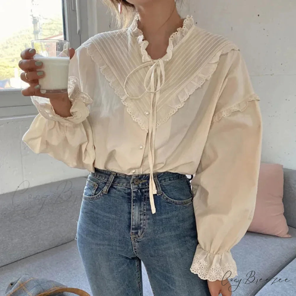 Cut-out Refined Relaxed Womens Blouse blouse-250126
