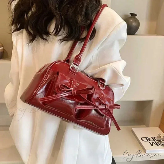 Cute Bow Tie PU Leather Underarm Shoulder Bag shoulder-250126