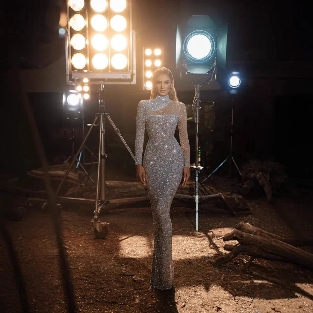 Cutout Glitter Open-Back Slim Fit Formal Dress promdress-250223