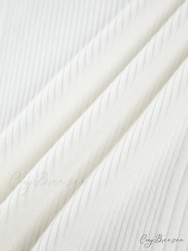 Cutout Split Beads Trendy Detail Ribbed Knit Top