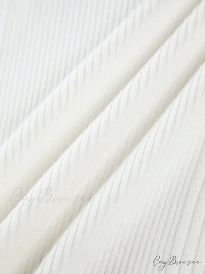 Cutout Split Beads Trendy Detail Ribbed Knit Top