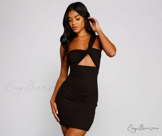 Cutout The Drama Charming One Shoulder Bodycon BLACK / XS