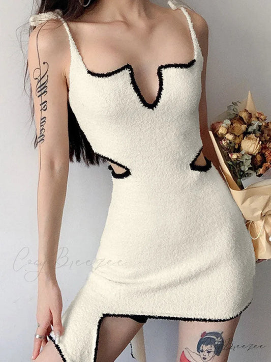 Cutout Tie Front Satin Lace One Sophisticated Shoulder Sleeveless Cropped Top - Pink White / S