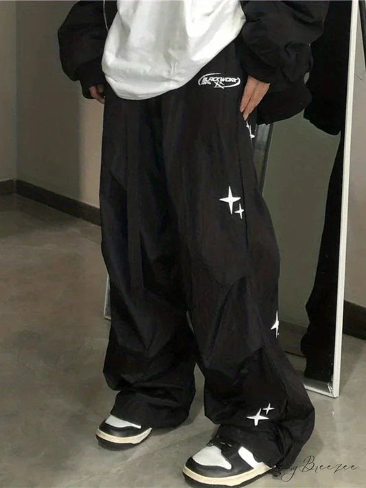 Cyber Y2K Parachute Baggy Pants Black / M pants-241228