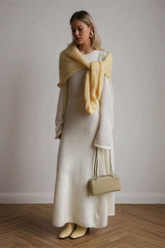Vintage Knit Cardigan and Sleeveless Dress Two Piece Set