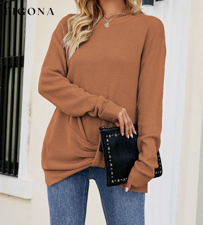 Twisted Round Neck Sweater Camel clothes Drizzle long sleeve Ship From Overseas sweaters Sweatshirt