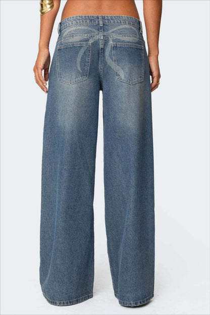Loose Fit Printed Wide Leg Jean