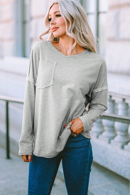 with - Arm Oversized Top Pockets Drop Gray