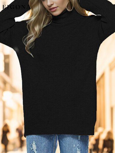 Cosybreezee - Turtleneck Drop Shoulder Long Sleeve Sweater