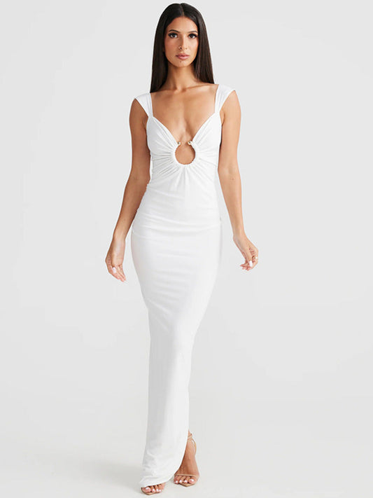 Carrie Low Cut Sleeveless Sexy Maxi Dress