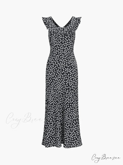Daisy Floral Graceful Print Long Dress