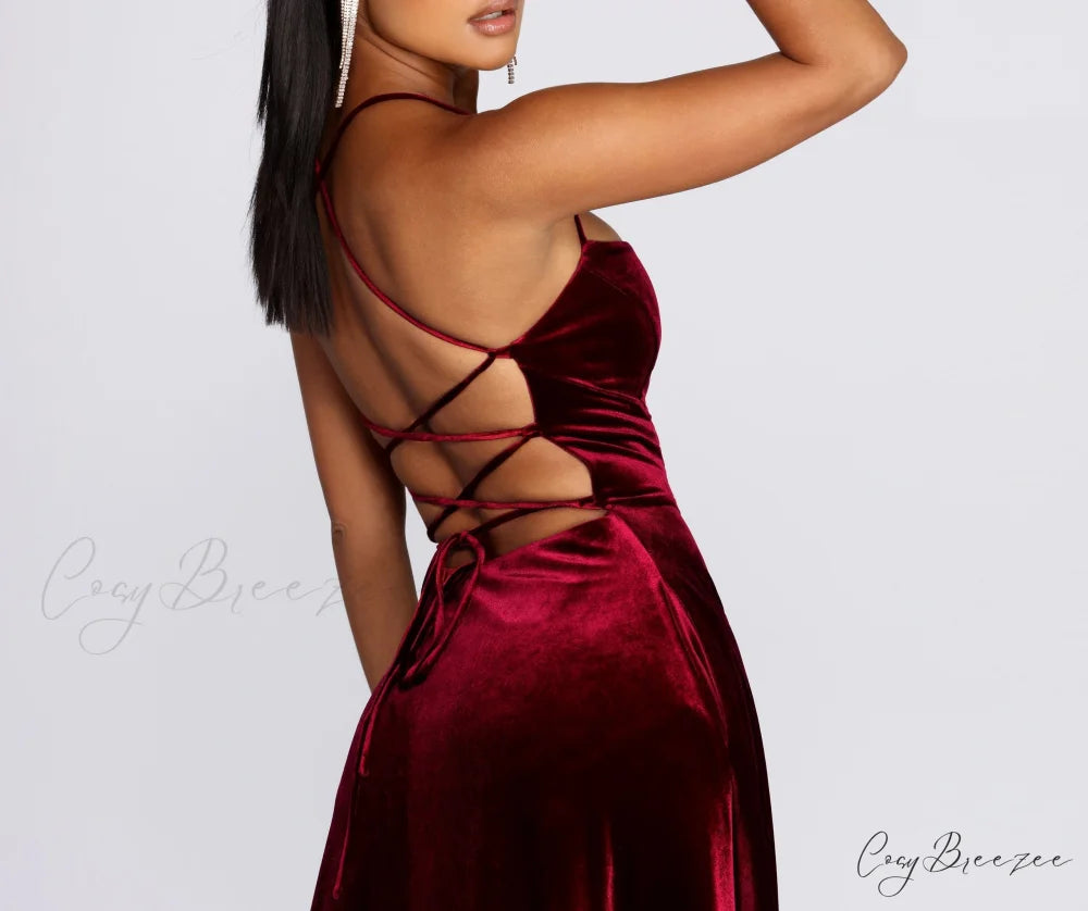 Dakota Velvet Lace Charming Up Evening Gown