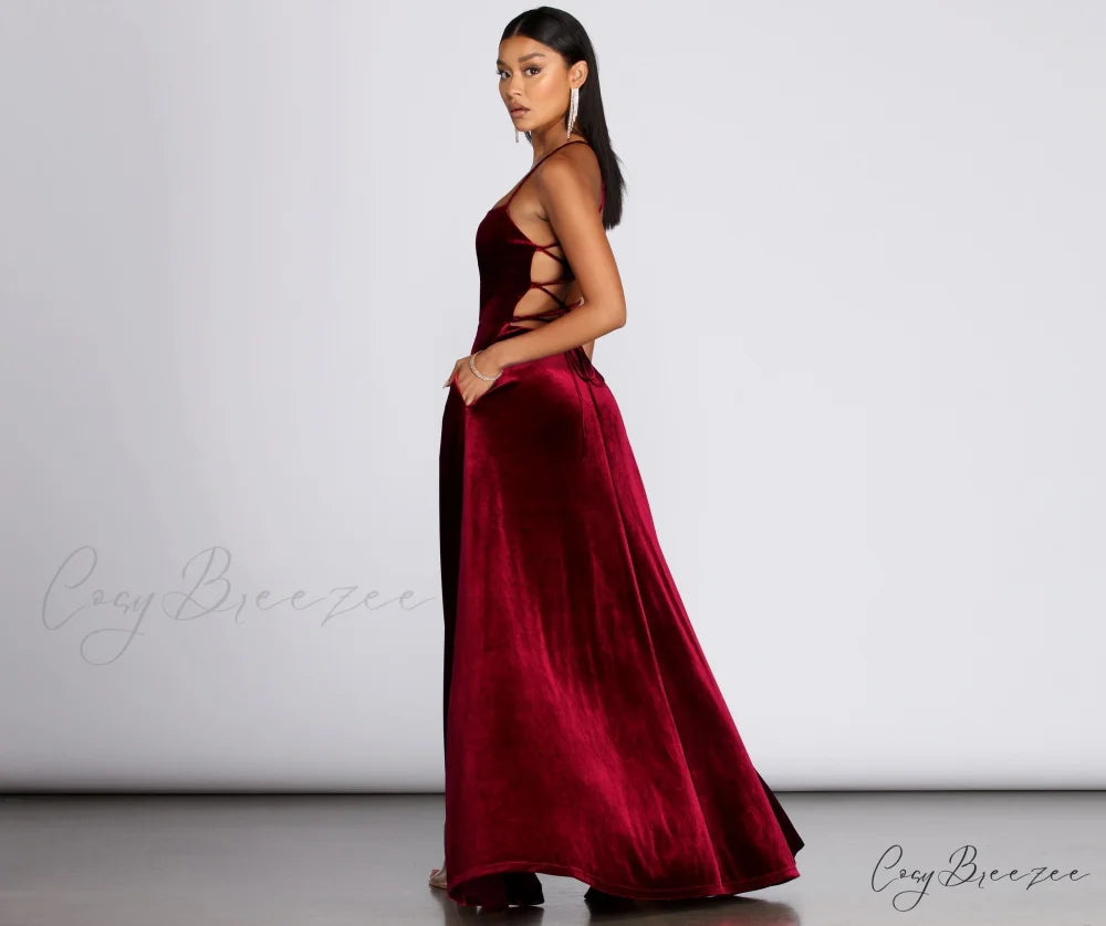 Dakota Velvet Lace Charming Up Evening Gown