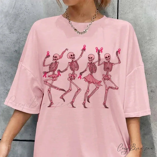 Dancing Skeletons Cancer Awareness Tee Pink / S t-shirt-250223