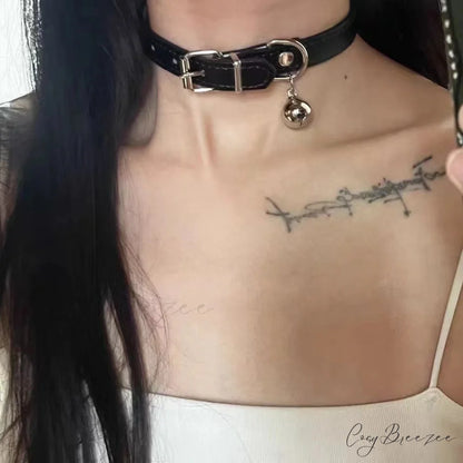Dark Aesthetic Sexy Dog Bone Choker Necklace BLACK