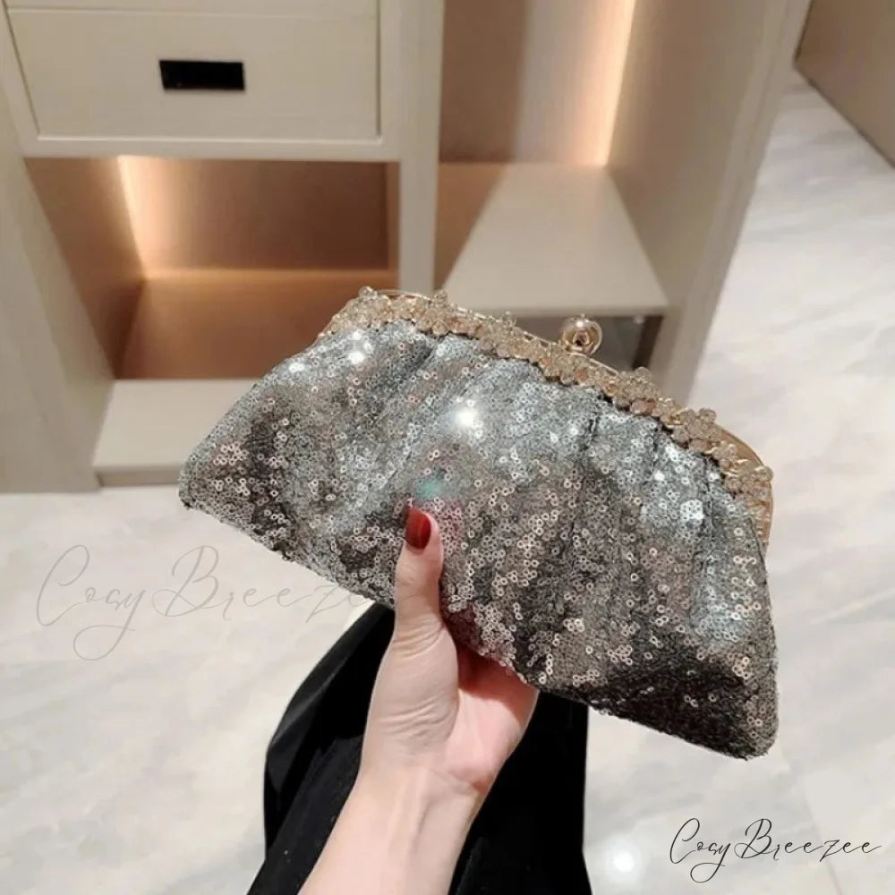 Dark Blue Sequin Clutch wristlet-250126