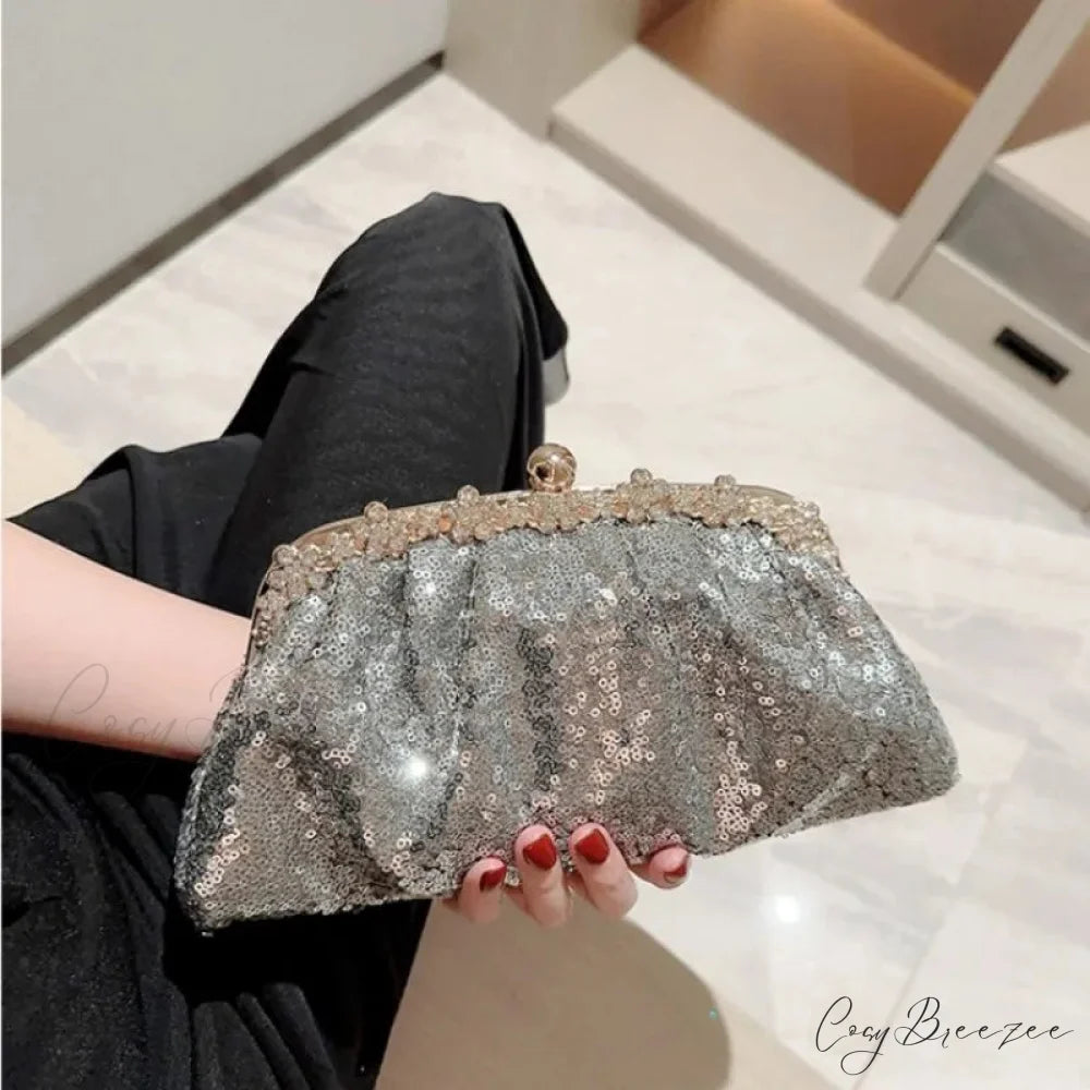 Dark Blue Sequin Clutch wristlet-250126