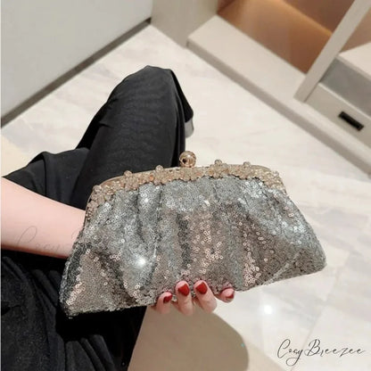 Dark Blue Sequin Clutch wristlet-250126