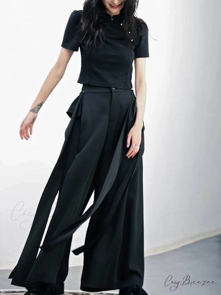Dark Design Détachable Patch Large Leggings Vintage Pants