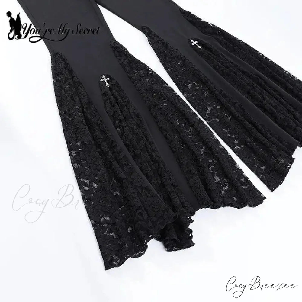Dark Gothic Flared Halloween Pants