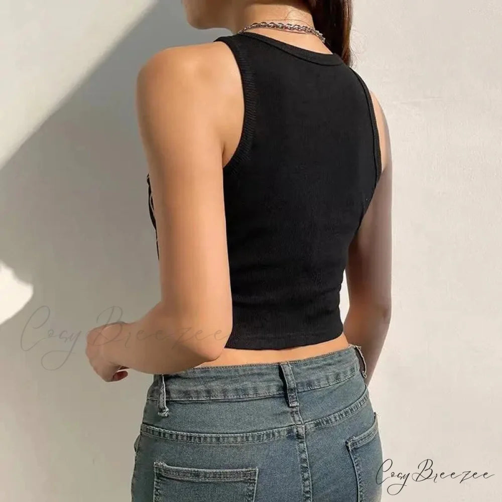Dark Grunge Spider Web Gothic Graphic Crop Top