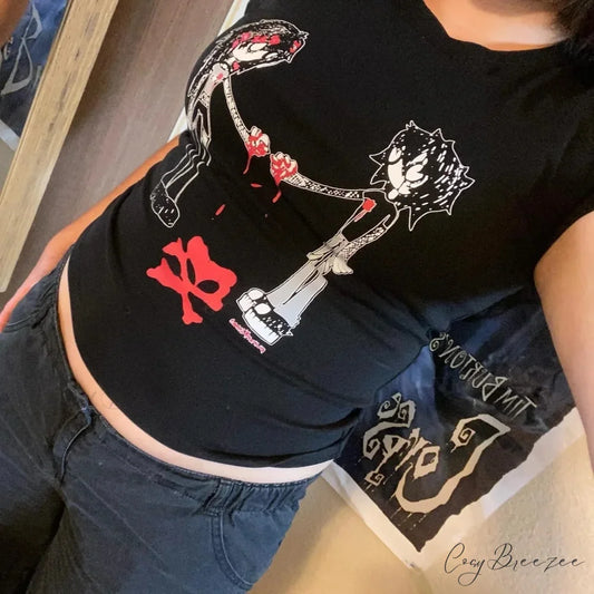 Dark Printed Cropped Throwback Tee t-shirt-250223