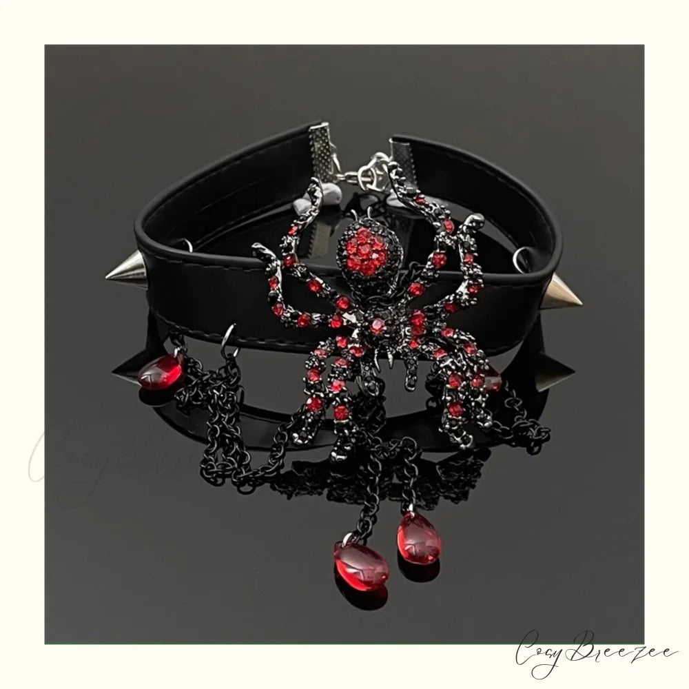 Dark Punk Spider Fashion Vintage Tassel Necklace BLACK