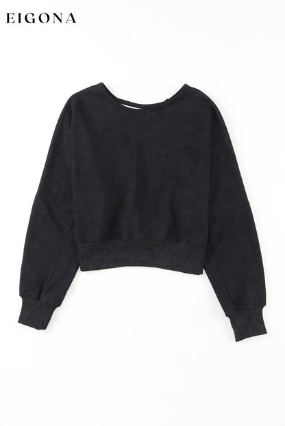 Cosybreezee - Black Acid Wash V-shape Open Back Sweatshirt