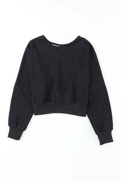 Cosybreezee - Acid Back Wash V-Shape Sweatshirt - Black