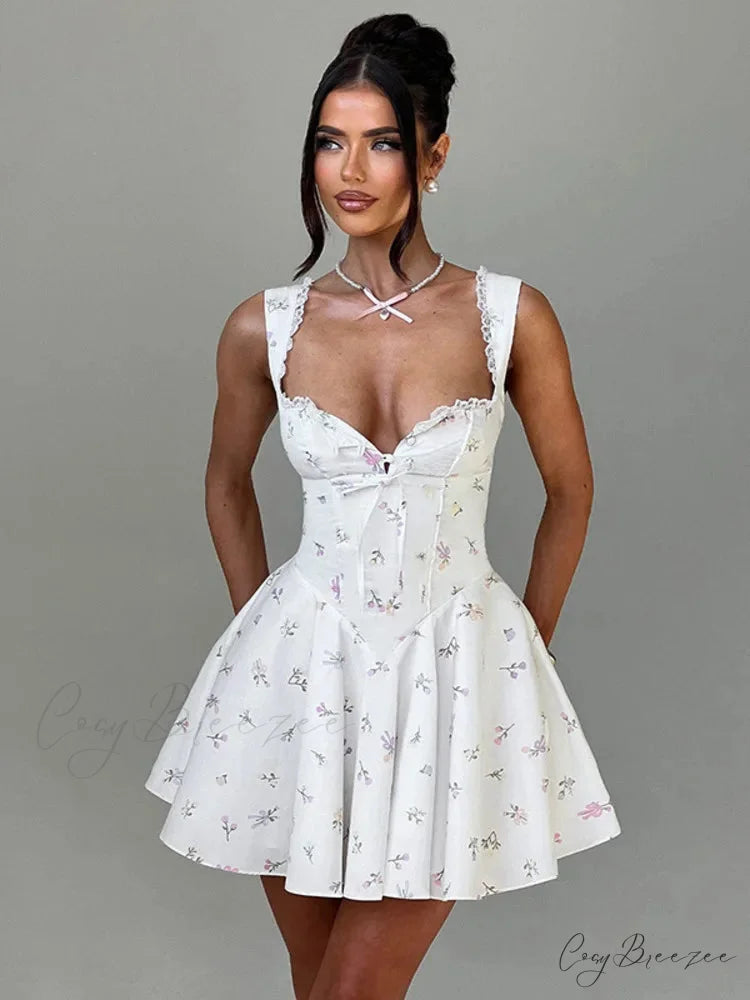 Deep V Backless Pleated Mini Dress minidress-250223