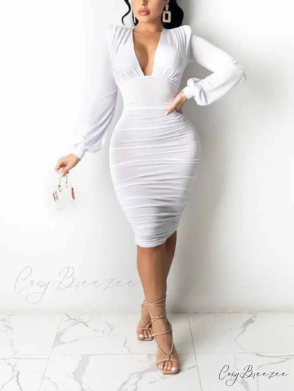Deep V Cutout Sleeveless Modern Crop Top - White White / L