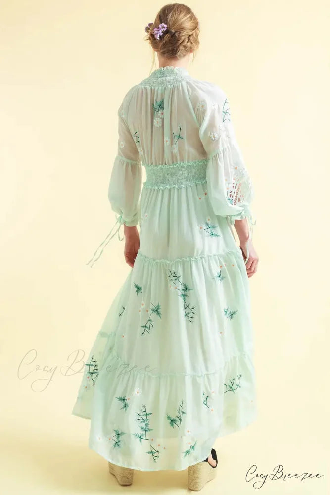 Deep V Long Sleeve Casual Dress bohodress-250126