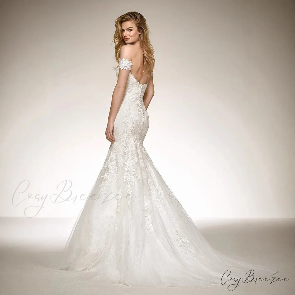 Deep-V Long Train Transparent Marriage Gown weddingdress-250223