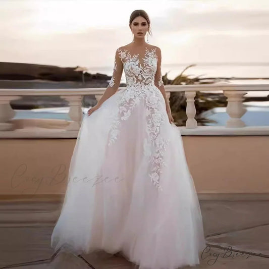 Deep V-Neck Slim Fit Bridal Wedding Dress weddingdress-250223